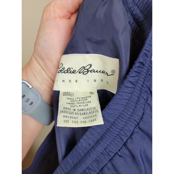 Eddie Bauer Outdoor Pull On Nylon Pants Blue Ankle Zip with Elastic Men's XL - Picture 7 of 9